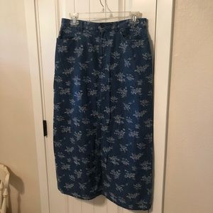 Vintage Crazy Horse jean & floral long skirt